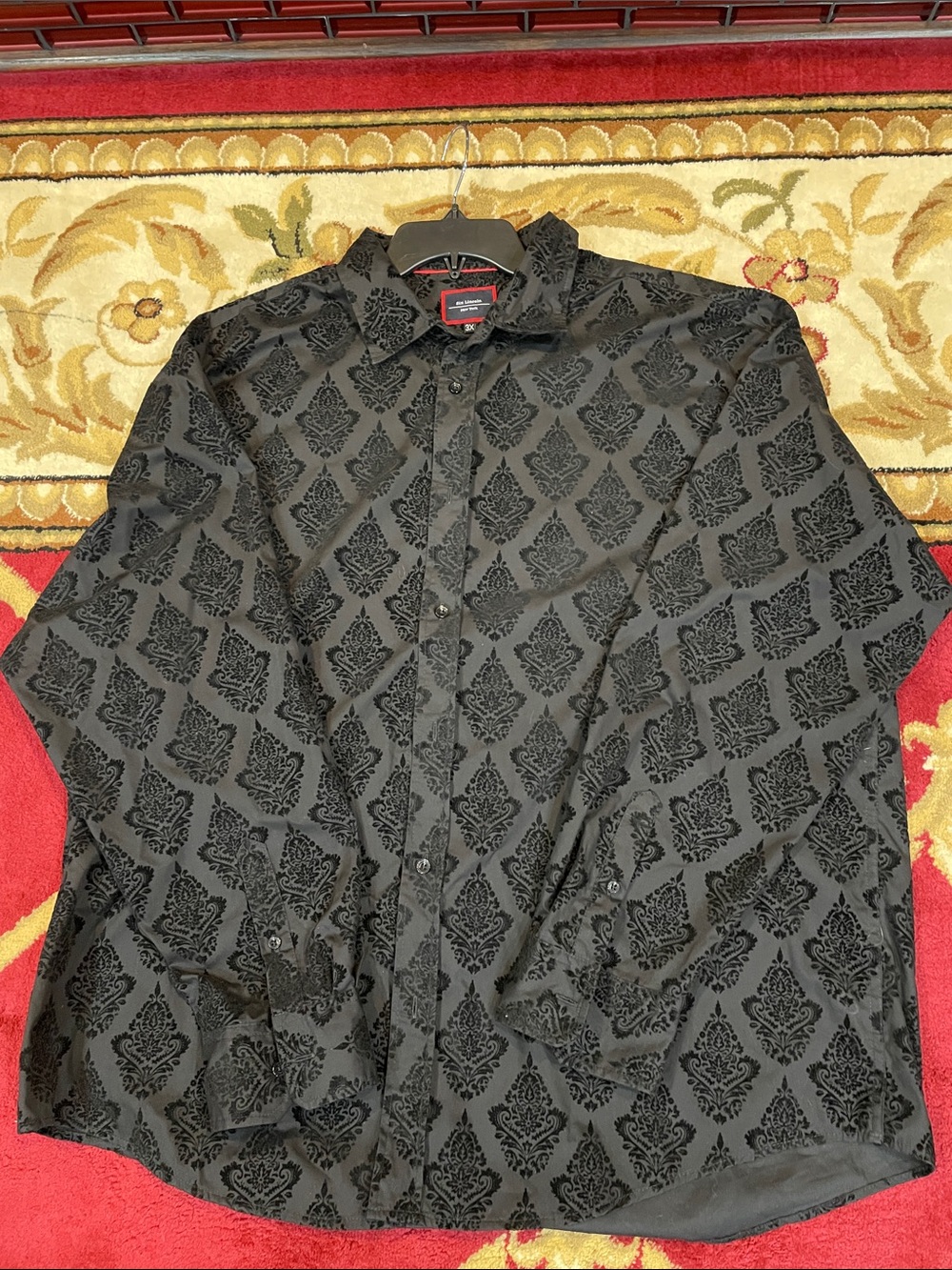 Six Lincoln Black Damask-Print Lightweight Shirt